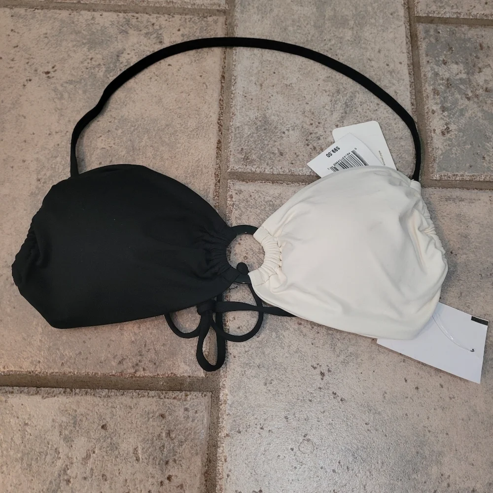 L*Space Freddie Mercury Colorblock Ring Bikini Set Black Cream S NWT